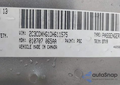 2013 Dodge Charger Sxt из США, поврежденный, VIN 2C3CDXHG1DH611575